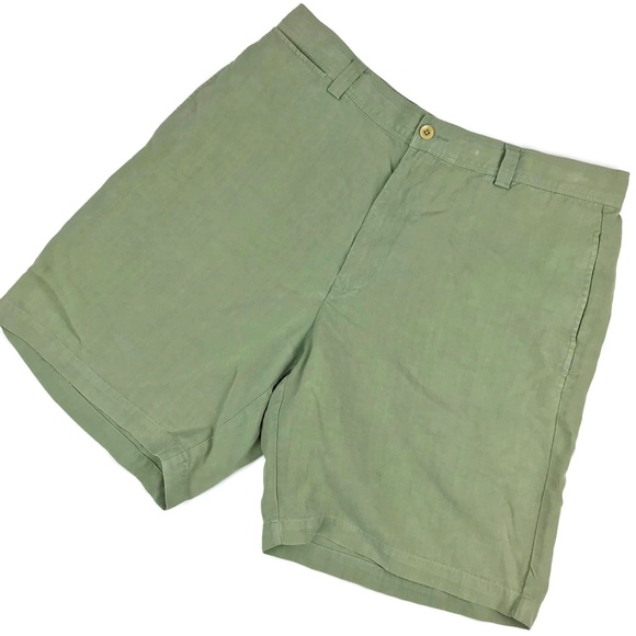 Tommy Bahama Silk Linen Green Casual Shorts Sz 33 - Picture 1 of 8